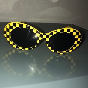 Zumiez Yellow Checkered Oval Sunglasses